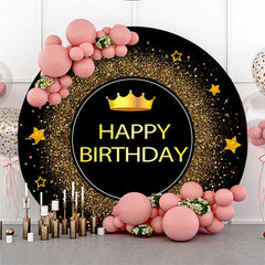 Gold Funkeln Stern Runden Schwarz Glücklich Geburtstag Hintergrund
