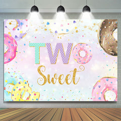 Gold Funkeln Süss Donuts Glücklich 2 Geburtstag Hintergrund