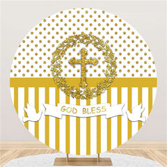 Gold Funkeln Weiß Gott Segnen Runden Babydusche Hintergrund