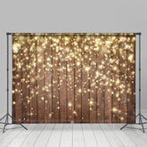 Gold Funkeln Holz Bokeh Hintergrund für Weihnachten Party