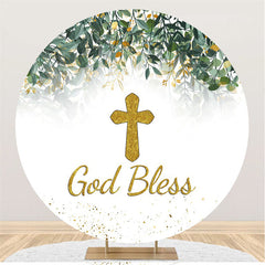 Gold Gott Segnen Blätter Glücklich Geburtstag Runden Hintergrund