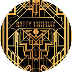 Gold Linien Und Schwarz Runden Glücklich Geburtstag Hintergrund