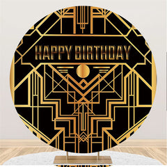 Gold Linien Und Schwarz Runden Glücklich Geburtstag Hintergrund