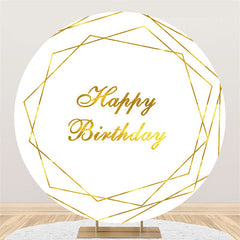 Gold Linien Runden Weiß Hintergrund Für Glücklich Geburtstag