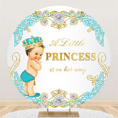 Gold Wenig Prinzessin Ist An Der Weg Babydusche Hintergrund