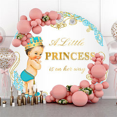 Gold Wenig Prinzessin Ist An Der Weg Babydusche Hintergrund