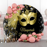 Gold Maske Maskerade Geburtstag Party Runden Hintergrund