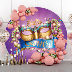 Gold Maske Lila Blau Runden Hintergrund Für Abschlussball Party