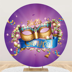 Gold Maske Lila Blau Runden Hintergrund Für Abschlussball Party