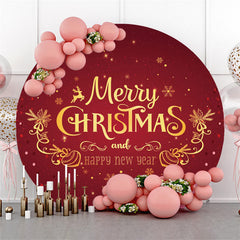 Gold Fröhlich Weihnachten Und Neu Jahr Rot Runden Hintergrund
