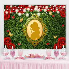 Gold Spiegel Rot Rose Glücklich Geburtstag Hintergrund Für Mädchen