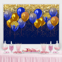 Gold-Marine Luftballons Funkeln Glücklich Geburtstag Hintergrund
