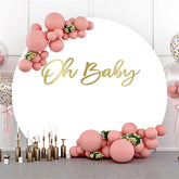 Gold Oh Baby Kreis Weiß Backdorp Für Babydusche