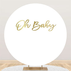 Gold Oh Baby Kreis Weiß Backdorp Für Babydusche