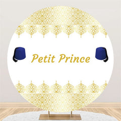 Gold Petit Prinz Runden Weiß Baby Dusche Hintergrund