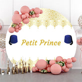 Gold Petit Prinz Runden Weiß Baby Dusche Hintergrund