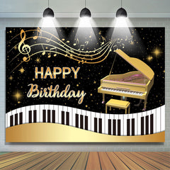 Gold Klavier Und Schwarz Weiss Glücklich Geburtstag Hintergrund