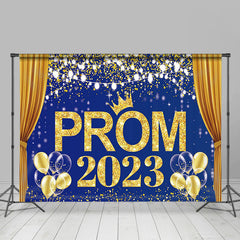 Gold Vorhang Luftballons Licht Blau Abschlussball 2024 Hintergrund