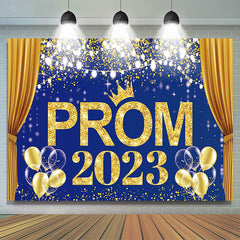 Gold Vorhang Luftballons Licht Blau Abschlussball 2024 Hintergrund