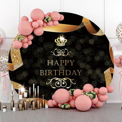 Gold Schleife Und Schwarz Glücklich Geburtstag Runden Hintergrund