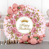 Gold Funkelnd Blumen Rosa Geburtstag Hintergrund Für Mädchen