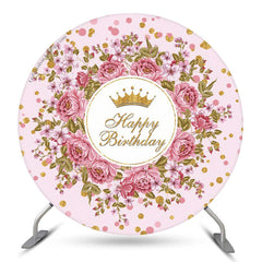 Gold Funkelnd Blumen Rosa Geburtstag Hintergrund Für Mädchen