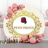 Gold Stelle Und Petit Prinz Runden Baby Dusche Hintergrund