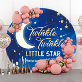 Gold Stern Marine Blau Wenig Stern Runden Baby Dusche Hintergrund