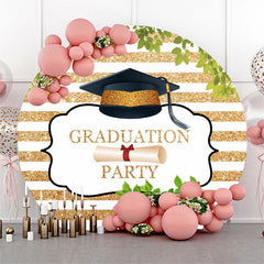 Gold Weiß Streifen Blätter Runden Grad Party Hintergrund