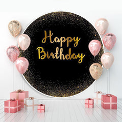 Golden Und Schwarz Funkeln Runden Glücklich Geburtstag Hintergrund