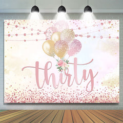 Golden Und Rosa Ballon Hintergrund für Dreißig Geburtstag