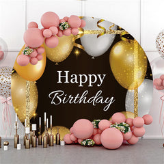 Golden Gürtel Luftballons Glücklich Geburtstag Kreis Hintergrund