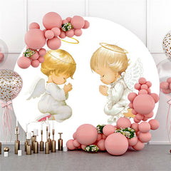 Golden Haar Baby Weiß Babydusche Kreis Hintergrund