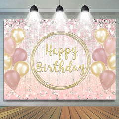 Golden Rosa Und Funkeln Ballon Glücklich Geburtstag Hintergrund