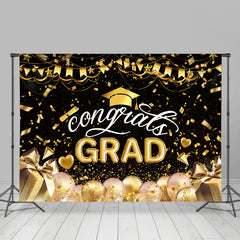 Golden Bänder Ballon Geschenke Abschluss Hintergrund
