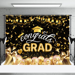 Golden Bänder Ballon Geschenke Abschluss Hintergrund