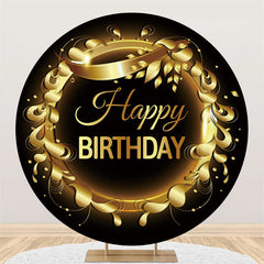 Golden Ring Blatt Glücklich Geburtstag Runden Hintergrund Für Party