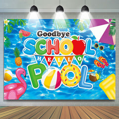 Auf Wiedersehen Schule Hallo Schwimmbad Party Abschluss Hintergrund