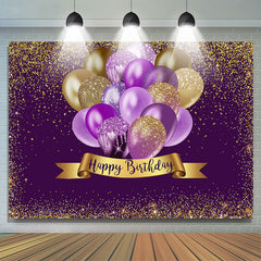 Prächtig Golden Bokeh Lila Glücklich Geburtstag Hintergrund