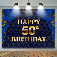 Prächtig Marine Blau Golden Glücklich 50 Geburtstag Hintergrund