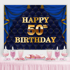 Prächtig Marine Blau Golden Glücklich 50 Geburtstag Hintergrund