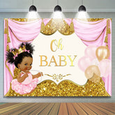 Prächtig Rosa Und Gold Luftballons babydusche Hintergrund