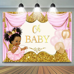 Prächtig Rosa Und Gold Luftballons babydusche Hintergrund