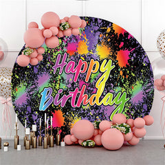 Graffiti Thema Runden Glücklich Geburtstag Hintergrund Für Party