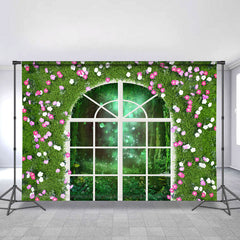 Grün Und Blumen Fenster Bokeh Draußen Frühling Hintergrund