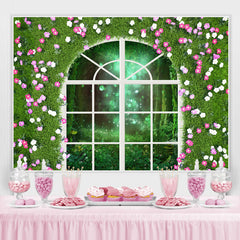 Grün Und Blumen Fenster Bokeh Draußen Frühling Hintergrund