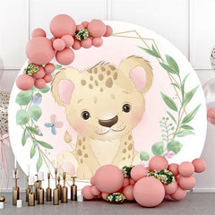 Grün Und Golden Tiger Baby Dusche Kreis Hintergrund