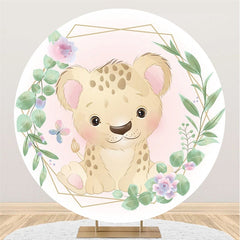 Grün Und Golden Tiger Baby Dusche Kreis Hintergrund