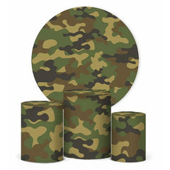 Grün Camo Militär Thema Party Runden Hintergrund Bausatz