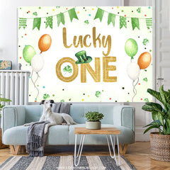 Grüner Klee Ballon Glücklich Eins Geburtstagshintergrund